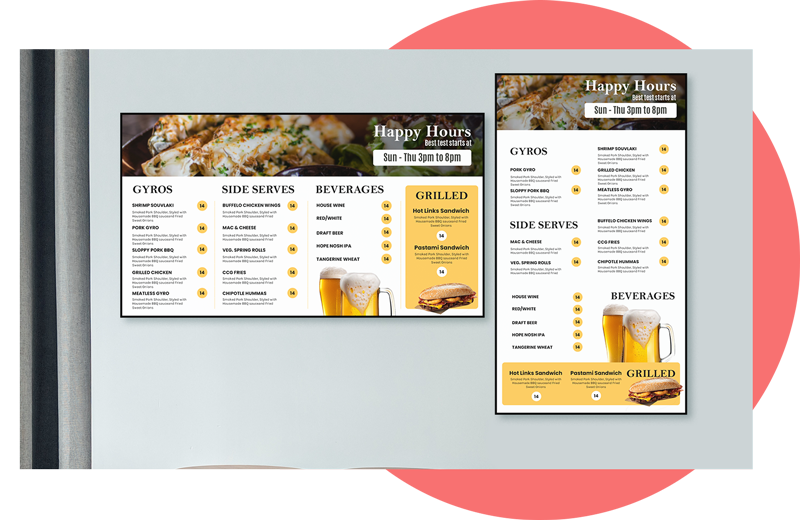 all type of menu design