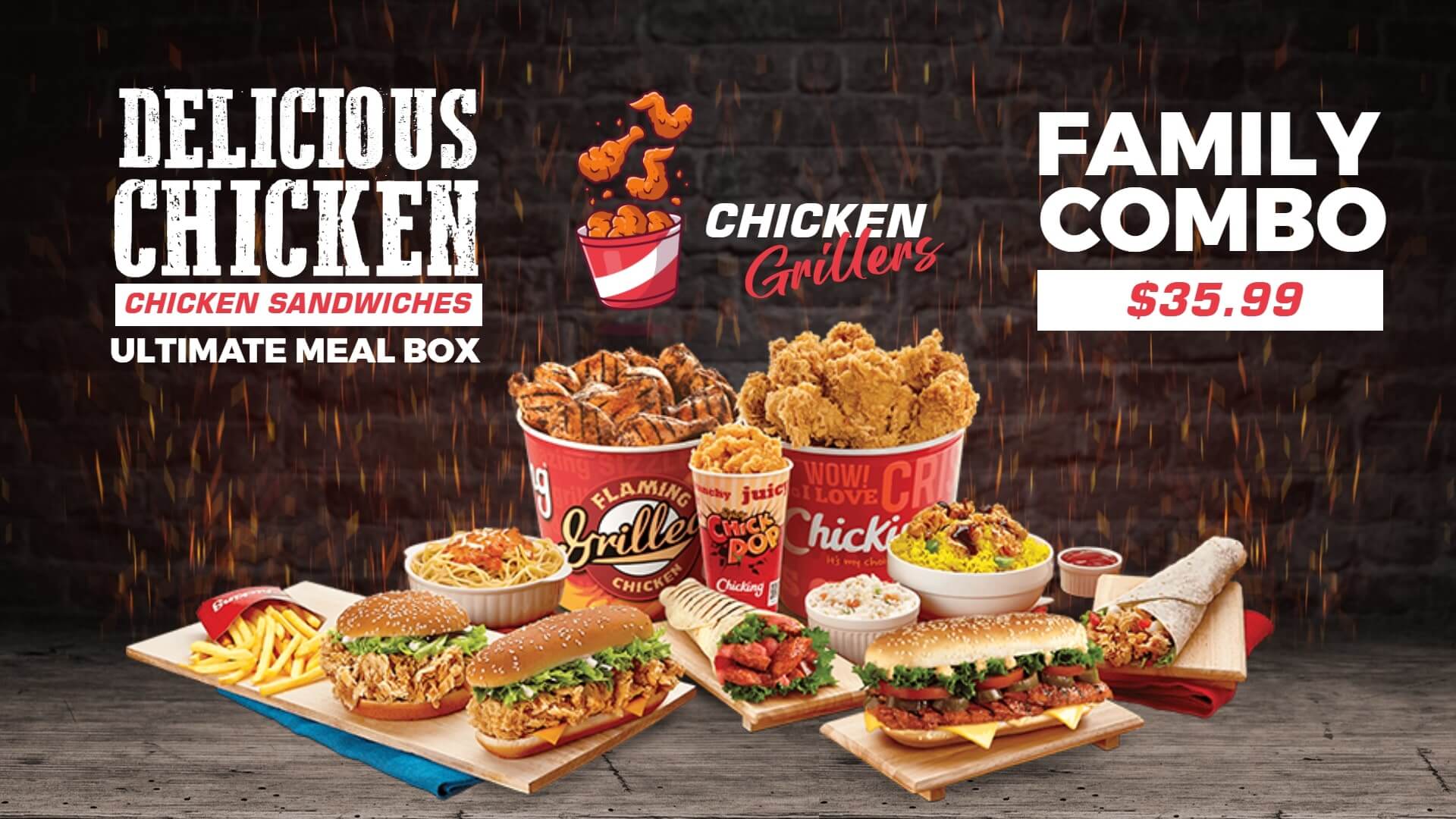 chicken combo meal offer display