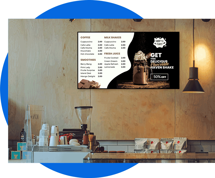 digital menu boards for restaurant and cafe