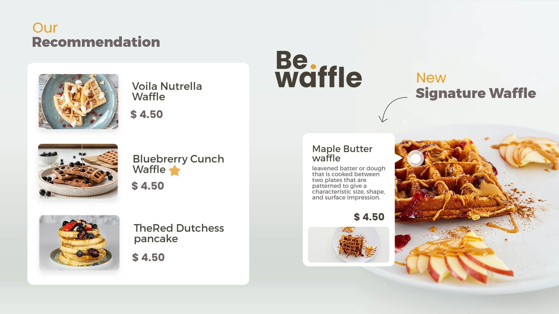 waffles restaurant menu